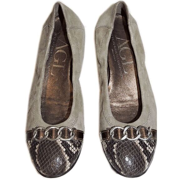 Agl Shoes - Agl Attilio Giusti Leombruni Cap Toe Chain Ballet Flats Shoe Ballerina 38. $49.0